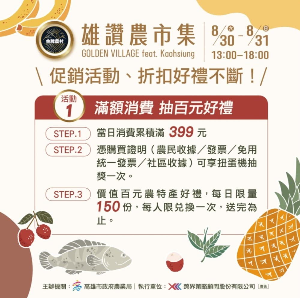 雄讚農市集 GOLDEN VILLAGE feat. Kaohsiung 八月底熱夏登場