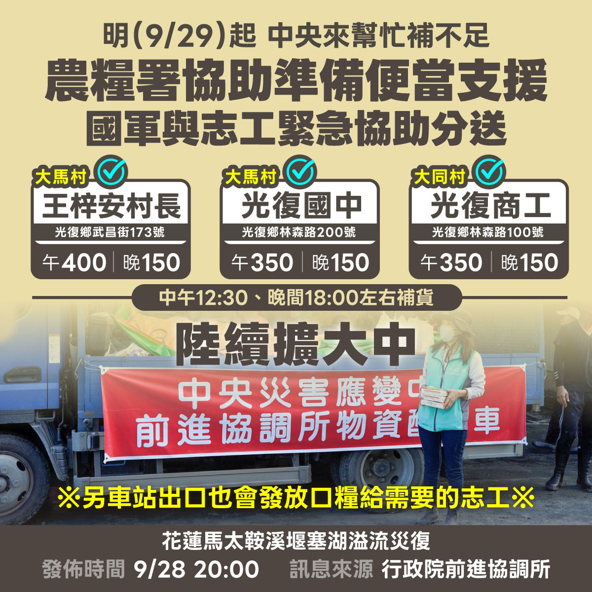 「災區救援」爆便當之亂！經濟部出手：每日定點定時發放
